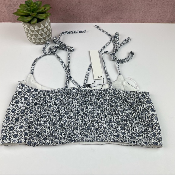 Papermoon Blue White Floral Geometric Bohemian Bra Top Women Small - Picture 5 of 7